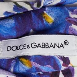 Pre Owned Dolce & Gabbana Purple Floral Print Cotton Headband