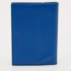 Pre Owned Dolce & Gabbana Blue Leather DG Crystals Bifold Passport Holder