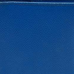 Pre Owned Dolce & Gabbana Blue Leather DG Crystals Bifold Passport Holder