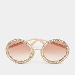Pre Owned Dolce and Gabbana Rose Gold Gradient DG2170 B Crystals Round Sunglasses