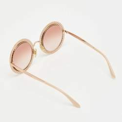 Pre Owned Dolce and Gabbana Rose Gold Gradient DG2170 B Crystals Round Sunglasses