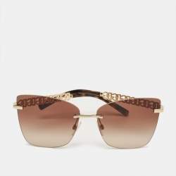 Pre Owned Dolce & Gabbana Tortoise Brown/Gold Tone Gradient DG2289 Butterfly Sunglasses
