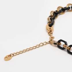 مملوكة مسبقًا Dolce & Gabbana Black/Gold Tone Hardware and Resin Chain Waist Belt 75CM