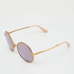 Pre Owned Dolce & Gabbana Peach/Black Mirrored DG2155 Round Sunglasses