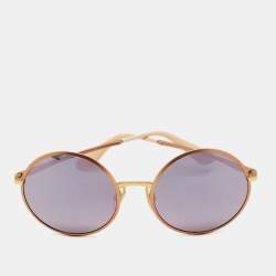 Pre Owned Dolce & Gabbana Peach/Black Mirrored DG2155 Round Sunglasses