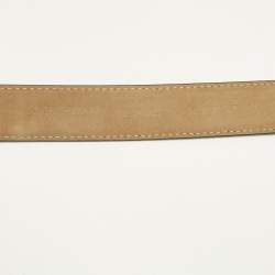 Pre Owned Dolce & Gabbana Black Leather DG Baroque Logo Belt 80CM