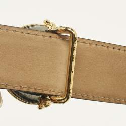Pre Owned Dolce & Gabbana Black Leather DG Baroque Logo Belt 80CM