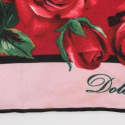 Pre Owned Dolce & Gabbana Red/Pink Printed Silk Handkerchief