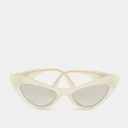 مملوكة مسبقًا Dolce & Gabbana Pearl White/Grey DG 4368 F Logo Cat Eye Sunglasses