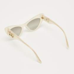 مملوكة مسبقًا Dolce & Gabbana Pearl White/Grey DG 4368 F Logo Cat Eye Sunglasses