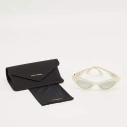 مملوكة مسبقًا Dolce & Gabbana Pearl White/Grey DG 4368 F Logo Cat Eye Sunglasses