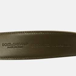 Pre Owned قماش طباعة كمو أخضر 80 سم بشعار باروك دي جي دولتشي أند غابانا