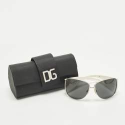 Pre Owned نظارة شمسية دولتشي أند غابانا "دي جي2014" كبيرة الحجم بيضاء و سوداء