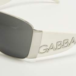 Pre Owned نظارة شمسية دولتشي أند غابانا "دي جي2014" كبيرة الحجم بيضاء و سوداء