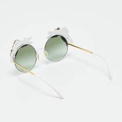 مم�لوكة مسبقًا Dolce & Gabbana White/Black Gradient DG2186 Floral Round Sunglasses