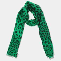 مملوكة مسبقًا وشاح دولتشي أند غابانا مودال وكشمير بنقشة النمر الأخضر