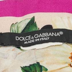 Pre Owned وشاح دولتشي أند غابانا حرير بطبعة زهور وردي باندو