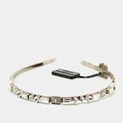 مملوكة مسبقًا Dolce & Gabbana Crystal Embellished Silver Tone Headband