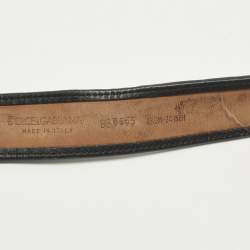 Pre Owned Dolce & Gabbana 85CM Logo Plague Waist Belt Brown Printed Calfhair