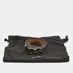 مملوكة مسبقًا حزام خصر دولتشي أند غابانا شعار DG جلد رمادي 95 سم