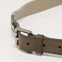 مملوكة مسبقًا حزام دولتشي أند غابانا إبزيم 90 سم قماش ولون بني/بيج جلد