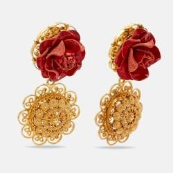 مملوكة مسبقًا أقراط دولتشي أند غابانا وردة مزخرفة كريستال بمشابك