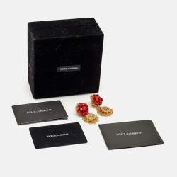 مملوكة مسبقًا أقراط دولتشي أند غابانا وردة مزخرفة كريستال بمشابك