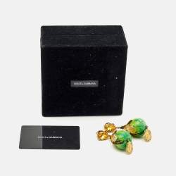 Pre Owned أقراط كريستال دولشي وغابانا بمشبك على شكل تين