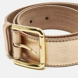 Pre Owned Dolce & Gabbana 90 CM Buckle Belt Rose Gold Leather