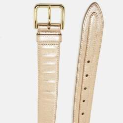 Pre Owned Dolce & Gabbana 90 CM Buckle Belt Rose Gold Leather