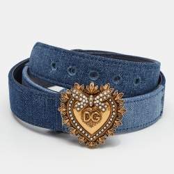 مملوكة مسبقًا Dolce & Gabbana Devotion 75 CM Waist Belt Blue Denim