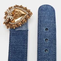 مملوكة مسبقًا Dolce & Gabbana Devotion 75 CM Waist Belt Blue Denim