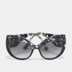 مملوكة مسبقًا Dolce & Gabbana Black Gradient Lace Print Butterfly Sunglasses