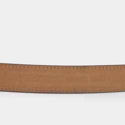 Pre Owned Dolce & Gabbana DG Crystal Logo 85 CM Buckle Belt Brow/Black Leopard Print Coated Canvas