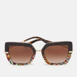 Pre Owned Dolce & Gabbana Brown Gradient Tortoise Shell Acetate Gold Tone Sunglasses
