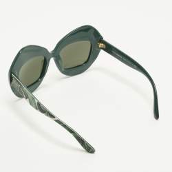 Pre Owned نظارة شمسية دولتشي أند غابانا خضراء DG 4290 بانانا ليف باترفلاي