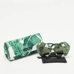 Pre Owned نظارة شمسية دولتشي أند غابانا خضراء DG 4290 بانانا ليف باترفلاي