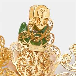 Pre Owned Dolce and Gabbana Floral Crystal Embedded Gold Tone Tiara
