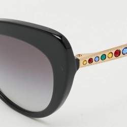 Pre Owned Dolce & Gabbana Black Gradient DG 4307 B Crystal Cat Eye Sunglasses