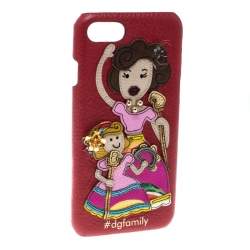 Dolce & Gabbana Red Leather Embellished #dgfamily Patch Iphone 6 Case