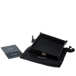 مملوكة مسبقًا Dolce & Gabbana Black Leather Accessories Tray Plate  