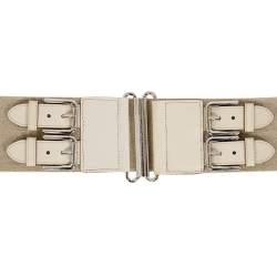 مملوكة مسبقًا Dolce & Gabbana Beige Canvas and Leather Elastic Waist Belt 90CM