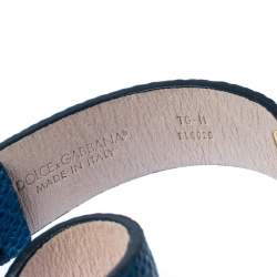 Pre Owned Dolce & Gabbana Good Luck Charms Blue Leather Wrap Bracelet M