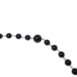 Pre Owned Dolce & Gabbana Printed Beaded Gold Tone Long Necklace