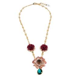 مملوكة مسبقًا قلادة دولتشي اند غابانا كريستال موردة ذهبية اللون