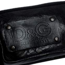 مملوكة مسبقًا Dolce & Gabbana Black Leather Multi Pocket Elastic Belt