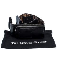 مملوكة مسبقًا Dolce & Gabbana Black Leather Multi Pocket Elastic Belt