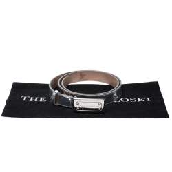 م ملوكة مسبقًا حزام دولتشي أند غابانا حلية شعار الماركة جلد فضي ميتاليك 85 سم