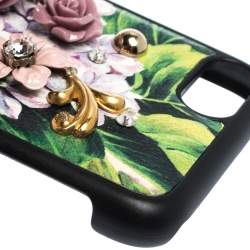 Pre Owned Dolce & Gabbana Multicolor Floral Embellished Leather iPhone 7 Case