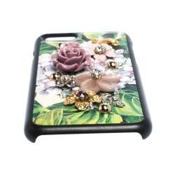 Pre Owned Dolce & Gabbana Multicolor Floral Embellished Leather iPhone 7 Case